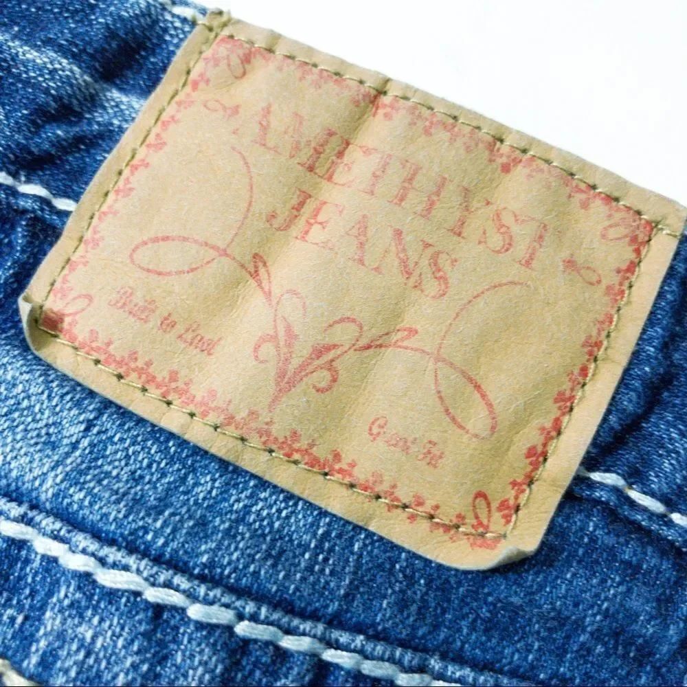 Amethyst Distressed Denim Miniskirt Sz 11 - Picture 9 of 12